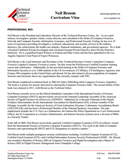 CV for Neil Broom Expert Witness in Computer Forensics Investigations in West Virginia